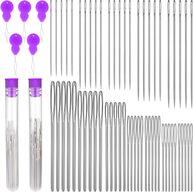 Bupete 65 Pcs 12 Sizes Large Eye Blunt Needles Set, Large Eye Sewing Needles, Tapestry Needles, Yarn Needles with Threaders, Embroidery Needles for Hand Sewing for Knitting Sewing - Image 1